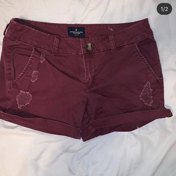 Maroon khaki shorts - Picture 1 of 2